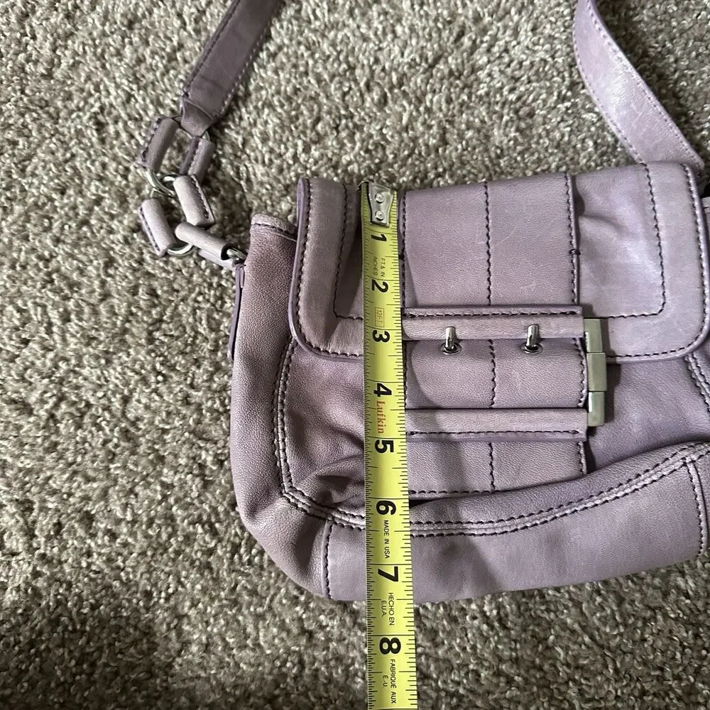 Vintage Michael Kors Camden Lilac Leather Silver Buckle Messenger Shoulder Bag - Picture 14 of 14